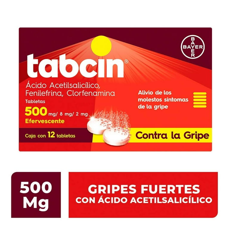 Antrigripal Tabcin Ácido Acetilsalicílico 500 mg / Fenilefrina 8 mg / Clorfenamina 2 mg 12 tabletas