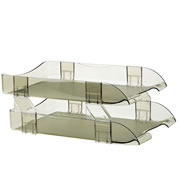 Charola Vertical Sablón Tamaño Oficio Dos Niveles Color Humo