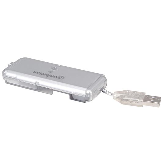 Hub Manhattan Usb V2.0 4 Puertos Mini Plata