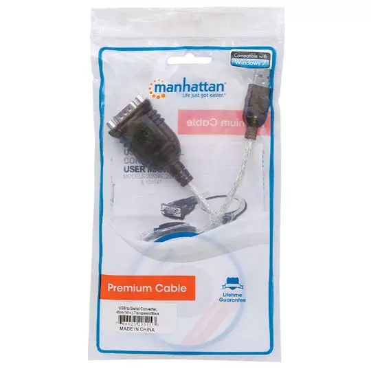 Cable Adaptador Convertidor Usb A-Serial Db9, 1 Puerto, Macho-Macho,Manhattan