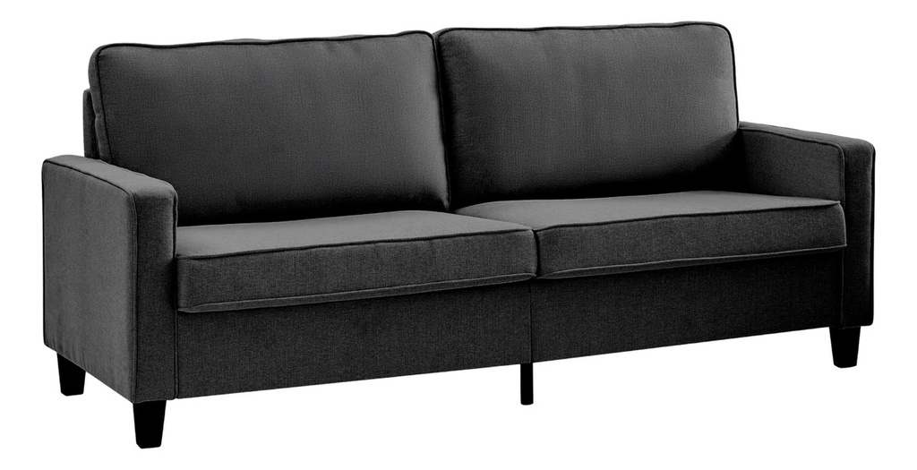 Sofá Sillón Loveseat Sala Moderna Minimalista Tapizado Poliéster Madera + Cojines Gris Oscuro KingsHouse
