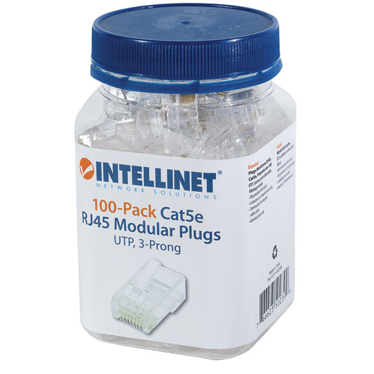 Plug Intellinet Rj45 Cat 5E Utp Solido 100 Piezas