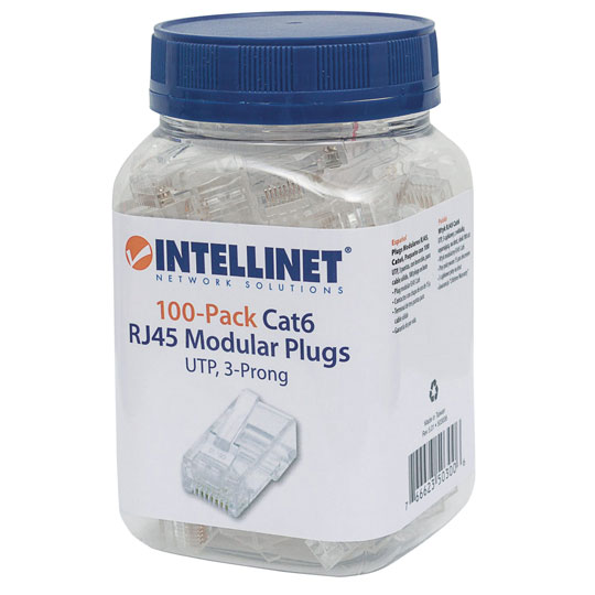 Plug Intellinet Rj45 Cat 6 Utp Solid, Bote Con 100 Piezas