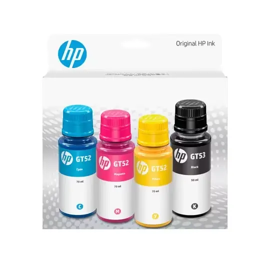 [HP-TIN-9F3N4AL] Kit De 4 Botellas De Tinta Hp Gt53 Y Ct52 Negro Amarillo Magenta Cian