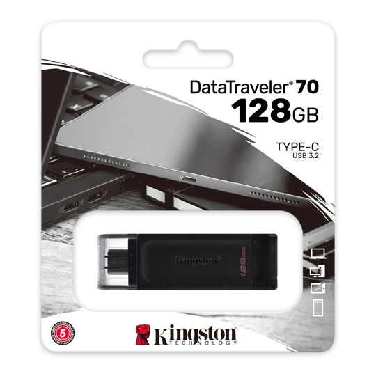 Memoria Usb Dt70, 128Gb, Negro, Kingston