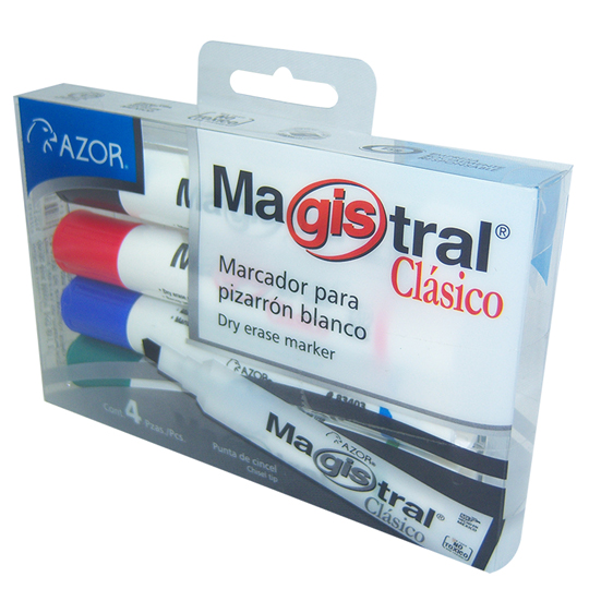 Marcador Magistral Clásico Punta Cincel 6Mm Colores Surtidos Empaque Con 4 Pzas