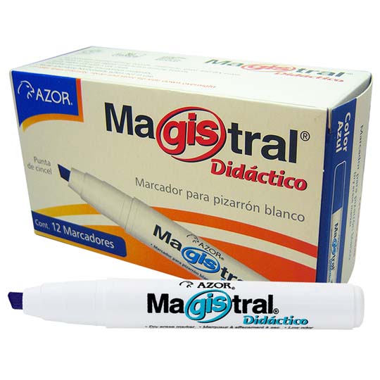 Marcador Magistral Didáctico Punta Cincel 6 Mm Color Azul Caja Con 12 Piezas 