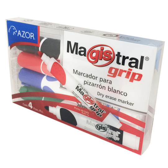 Marcador Magistral Grip Punta Bala 4 Mm Colores Surtidos Empaque Con 4 Pzas 