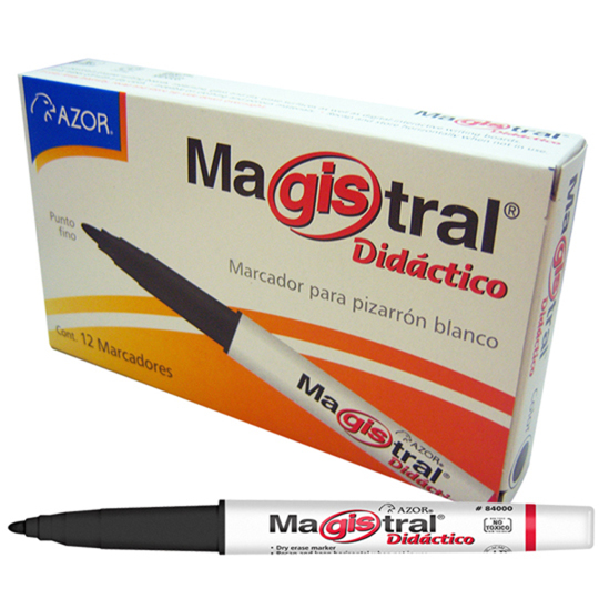 Marcador Magistral DidÃ¡ctico Punta Bala 2 Mm Color Negro Caja Con 12 Pzas
