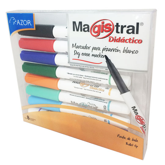 Marcador Magistral Didáctico Punta Bala 2 Mm Colores Surtidos Empaque Con 8 Pzas