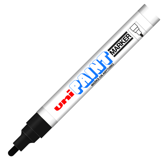 Marcador Permanente Unipaint Punta Bala Color Negro Caja Con 12 Pzas