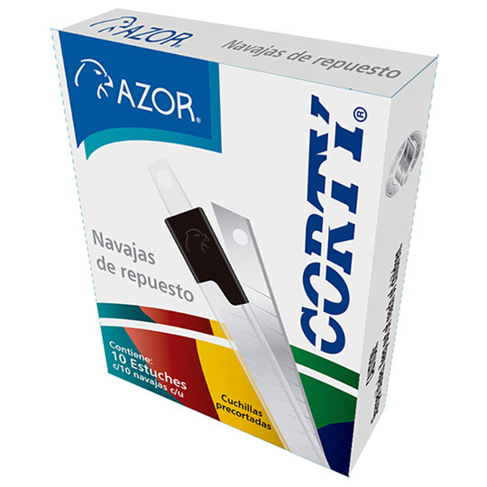 Navaja Corty 300N Chico 9 Mm Caja Con 10 Estuches Con 10 Navajas Cada Uno 