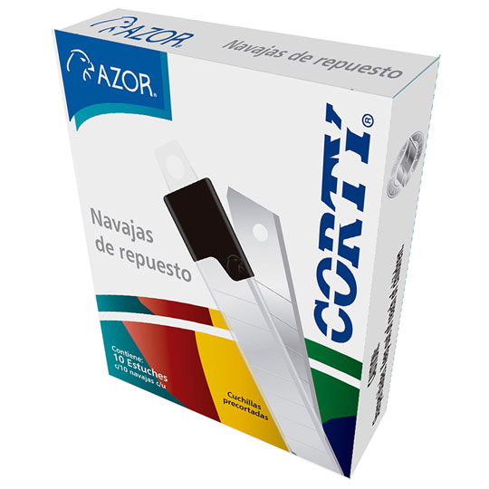 Navaja Corty 460N Grande 18 Mm Blíster Con 10 Estuches Con 10 Navajas Cada Uno 