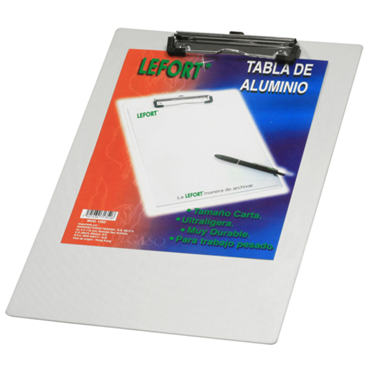 Tabla De Aluminio Lefort Con Clip Metálico Tamaño Carta