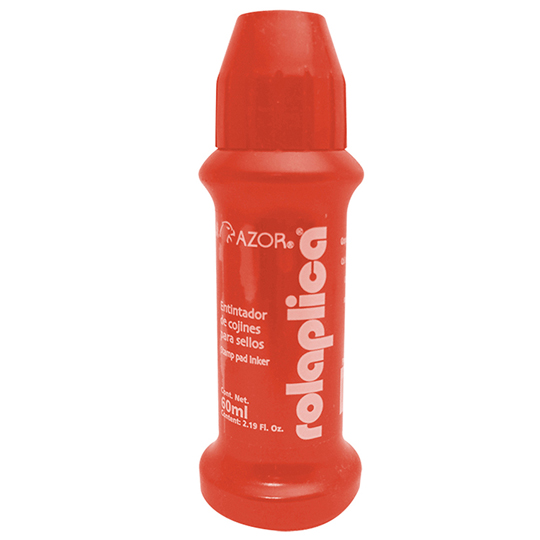 Tinta Para Sello Rolaplica Azor Color Rojo Sistema Roll-On 60 Ml