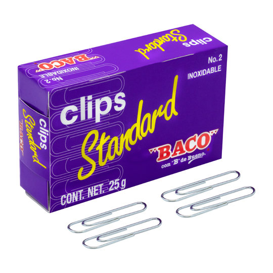 Clip Baco Standard EconÃ³mico No. 2, 1 Caja Con 25 Grs