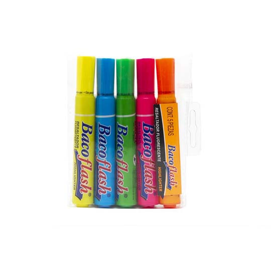 Resaltador Baco Flash Grueso 5 Piezas 