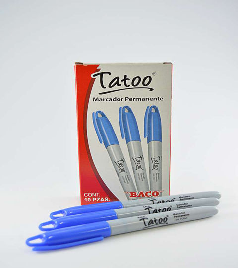 Marcador Permanente Baco  Fino Azul, Caja Con10 Piezas