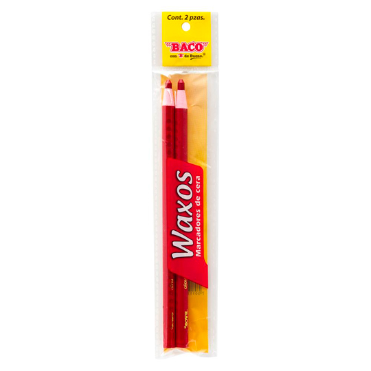 Marcador De Cera Waxos Baco, Suave, Rojo, 2 Piezas