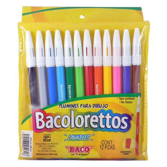Plumones Para Dibujo Bacoloretto Con 12 Piezas