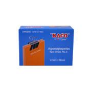 Broche Baco tipo pinza no.3, 1 caja con12 agarrapapeles 
