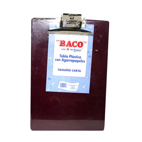 Tabla De Plástico Carta Baco Con Broche Metálico, Tabla Plástico