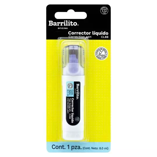Corrector Líquido Barrilito Tipo Bolígrafo, 8Ml