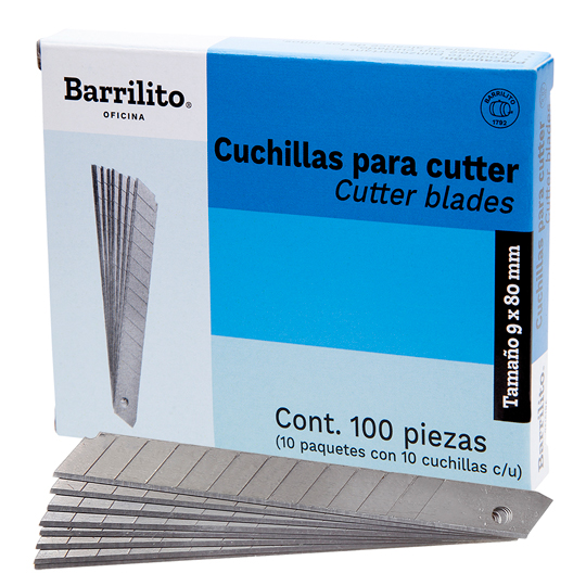 Cuchilla De Repuesto Para Cutter 9 Mm Barrilito Con 100 Piezas