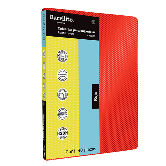 Cubierta Plástica Rayada Roja Barrilito, carta con 40 piezas