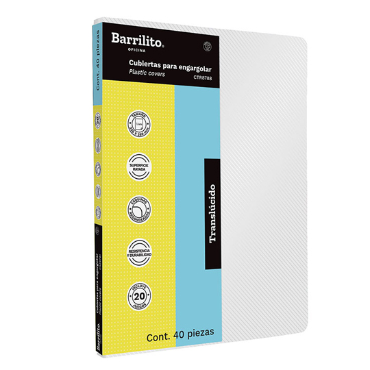 Cubierta Plástica Rayada Traslúcida Barrilito, Carta Con 40 Piezas