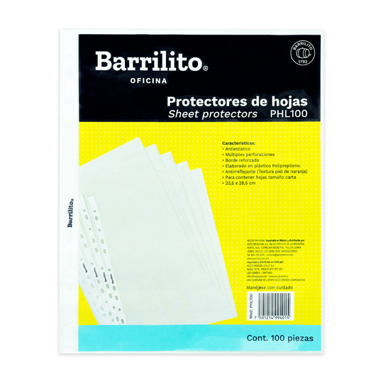 Protector De Hojas  Barrilito Tamaño Carta Con 100 Piezas