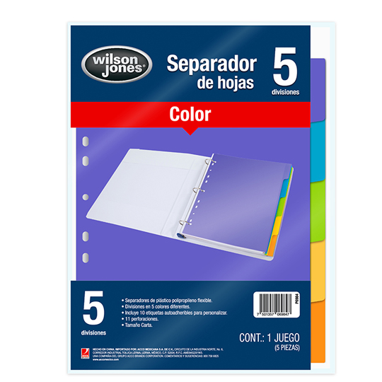 Separador Barrilito 5 Divisiones TamaÃ±o Carta