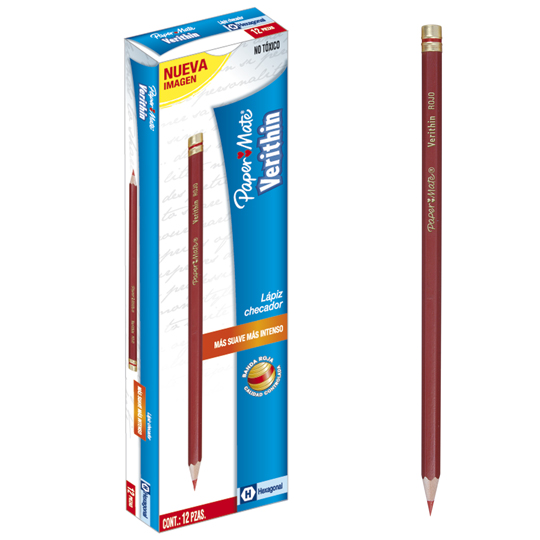 Lápiz Checador Verithin Rojo Caja Con 12