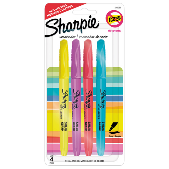Resaltador Sharpie Pocket Caja Con 4 Piezas Colores Fluorescentes Surtidos