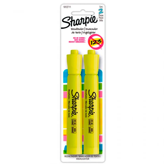 Resaltador Sharpie Tank Amarillo 2 Piezas