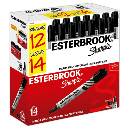 Marcador Permanente Esterbrook Color Negro Caja Con 12+2 