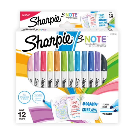 Sharpie Snote Punta Biselada Paquete Con 12 Colores Surtidos
