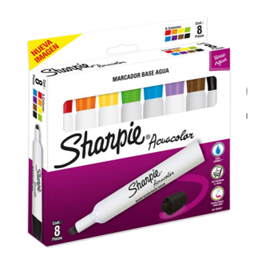 Sharpie Acuacolor 8 Pz Col. Surtidos Marcadores Base Agua