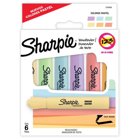 Resaltador Sharpie Tank  Caja Con 6 Piezas Colores Pastel Surtidos 