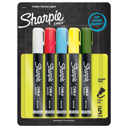 Marcador Sharpie Chalk 5 Piezas Tiza Líquida Borrable