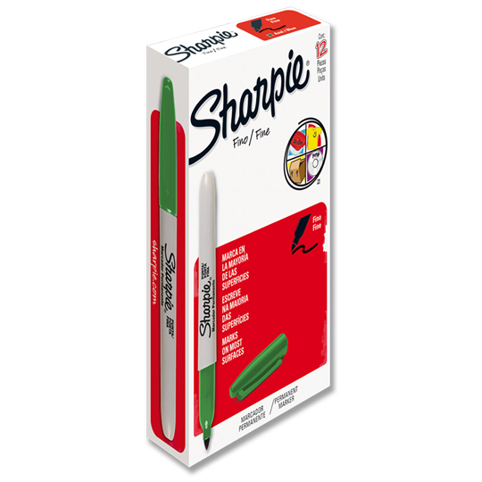 Marcador Permanente Sharpie Fino Verde Caja Con 12 Piezas