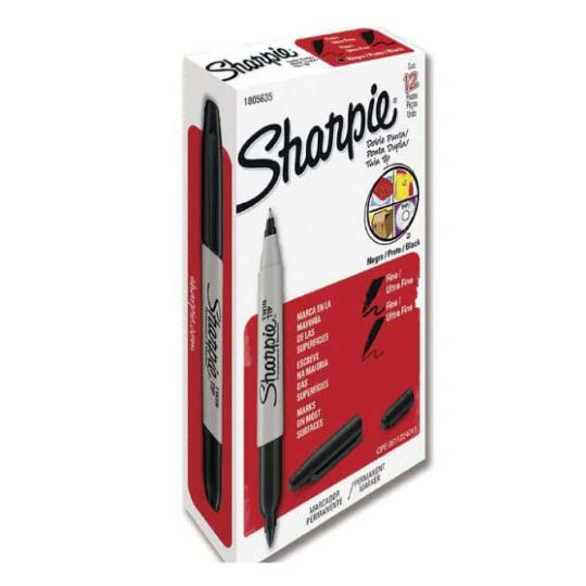 Marcador Doble Punta Sharpie Negro Caja Con 12 Piezas