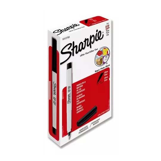 Marcador Ultra Fino Permamente Sharpie Caja 12 Piezas