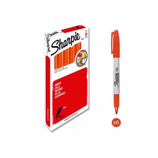 Marcador Fino Permanente Sharpie Sing Naranja 6 Piezas