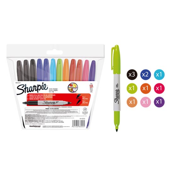 Marcador Sharpie Doble Punta Surtido Bolsa Con 12 Piezas