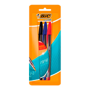 Boligrafo Bic Cristal Surtido 3 Pieza Boligrafo Extra Grueso Negro, Azul Rojo