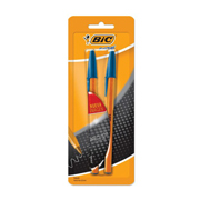 Boligrafo Bic Cristal Punto Fino Azul Barril Naranja 0.8 Mm 2 Piezas