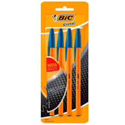 Boligrafo Bic Cristal Punto Fino Azul Barril Naranja 0.8 Mm 4 Piezas 
