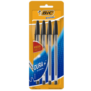 Boligrafo bic punto mediano negro 4pz Boligrafo punto mediano 1.0 mm 4 piezas 