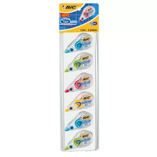 Corrector Bic Mini Tape Fashion Con 6 Piezas
